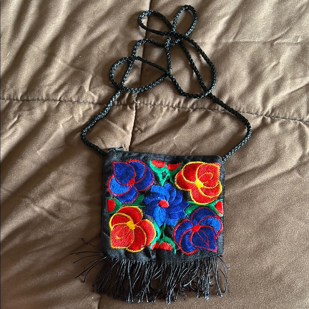 Embroidered Floral Crossbody Bag